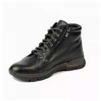 Мужские ботинки Рос-Обувь кожаные с натуральным мехом, черные, модель 61, размер 42