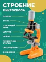 Школьный микроскоп детский с образцами для исследования