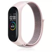 Ремешок нейлоновый для Xiaomi Mi Band 3/ Mi Band 4 / Mi Band 5 (розовый/серый)