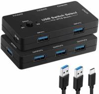 USB 2.0 переключатель switcher - 2*4. из 2х на 4 выхода