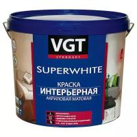 Краска интерьерная для стен и потолков VGT ВД-АК-2180, акриловая, база A, супербелая, 7 кг