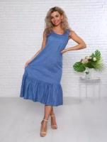 Платье летнее большие размеры 48-50/синий/голубой/орнамент