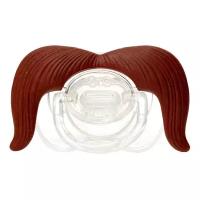 Пустышка силиконовая ортодонтическая Mustachifier Cowboy 0+, коричневый