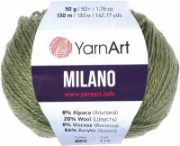 Пряжа Yarnart Milano зеленый (865), 8%альпака/20%шерсть/8%вискоза/64%акрил, 130м, 50г, 2шт