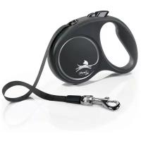 Поводок-рулетка Flexi Black Design tape S 5m 15 kg silver