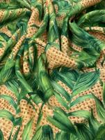 Ткань портьерная принт бамбук-листья ширина 140