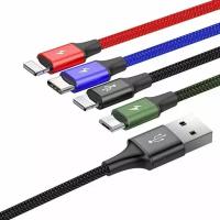 Кабель Baseus Fast 4-in-1 Cable USB - Lightning (2) + Type-C + Micro USB 3.5A 1.2m Black (CA1T4-A01)