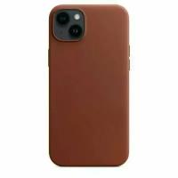 Кожаный чехол Leather Case для iPhone 14, коричневый