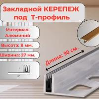 Основание для Т- образного профиля ПТО10 (из алюминия, с резиновой вставкой) - 10 x 27 x 900 мм