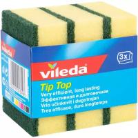 Губка классическая Vileda Tip-Top, зеленый/желтый, 3 шт