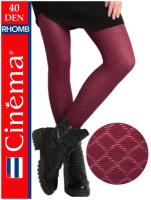 Женские капроновые колготки из микрофибры Cinema Rhomb 40 den с рисунком ромб, размер 3, бордовый