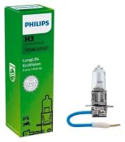 Лампа h3 longlife ecovision 12v 55w pk22s cp philips 12336llecoc1