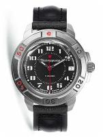 Мужские наручные часы Восток Командирские 436186-classic, натуральная кожа, черный