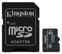 Kingston Карта памяти Micro SecureDigital 8Gb Class10 SDCIT2 8GB Industrial Temperature Class UHS-I с адаптером