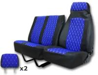 Чехлы на автомобильные сидения Газелист52 для Газель 3302, 3 места, экокожа/жаккард стёганый, синий
