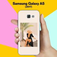 Силиконовый чехол на Samsung Galaxy A5 (2017) Девушка в черном / для Самсунг Галакси А5 2017