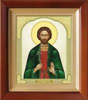 Великомученик Иоанн Новый Сочавский (лик № 001), икона в деревянном киоте 14,5*16,5 см