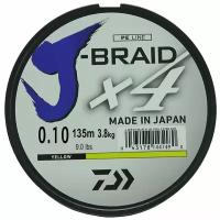 DAIWA Леска плетеная (шнур) желтая DAIWA J-BRAID X4E (12740-010 (135 м 0,1мм) #0.6 9lb)