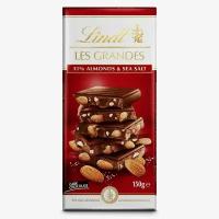 Lindt Les Grandes темный шоколад с миндалем и морской солью 31% 150 гр (Финляндия)