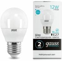 Светодиодная лампа Gauss LED Elementary Шар 12W 920lm E27 4100K 1/10/100