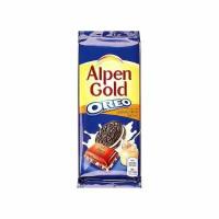 Шоколад ALPEN GOLD (альпен голд) молочный начинка арахисовая паста, кусочки печенья Оreo 90гр