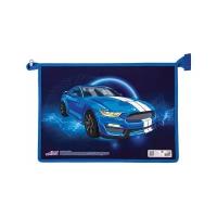 Юнландия Папка для тетрадей Blue Car А4, на молнии, картон/пластик