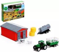 Игровой набор "Ферма", в комплекте трактор, сарай и животные микс 9459245