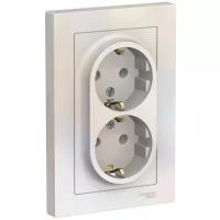 Systeme (Schneider) Electric ATLASDESIGN розетка двойная с заземлением, 16А, в сборе, жемчуг ATN000424