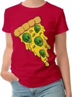 Женская футболка «Alien Pizza» (M, красный)