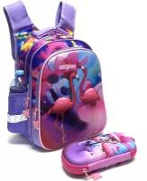 Рюкзак Фламинго, школьный с ортопедической спинкой Фламинго Рюкзак для девочки с жесткой спинкой