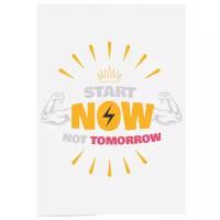 Трансфер "Start now, not tomorrow" переводная наклейка на одежду