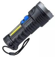 Фонарь аккумуляторный ручной LED 3Вт + COB 3Вт аккум. Li-ion 18650 1.2А. ч индикатор USB-шнур ABS-пластик KOS115Lit космос