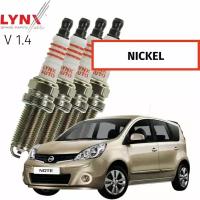 Свечи зажигания Nissan Note (1) / Ниссан Ноут 2005 2006 2007 2008 2009 2010 2011 2012 2013 V1.4 CR14DE / никель, 4шт LYNXauto