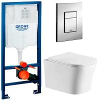 Инсталляция Grohe Rapid SL 38772001 + унитаз Cerutti Marmolada aria 2618E безободковый с сиденьем