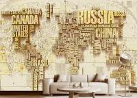 Фотообои на стену абстракция "Карта мира" 300x270(ШxВ) см, 3d флизелиновые обои