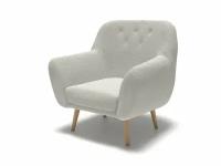 Мягкое кресло Soft Element Мобидик White, букле, на деревянных ножках, в гостиную, на балкон, для отдыха дома