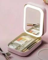 Зеркало для макияжа с LED подсветкой и органайзером для косметики/органайзер для косметики с зеркалом