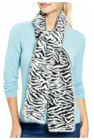 Шарф DKNY черно-белый под зебру мохер animal zebra print fuzzy woven women's winter scarf - BLACK/WHITE