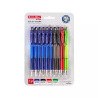 Ручки шариковые цветные автоматические Brauberg Super "Multicolor", набор 10 штук в упаковке, линия 0,35 мм