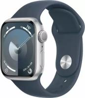 Умные часы Apple Watch Series 9 41 мм Aluminium Case GPS, Silver/Storm Blue Sport Band