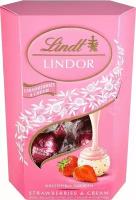 Шоколадные конфеты Lindt Lindor с клубникой и сливками в коробке 200 г (Из Финляндии)