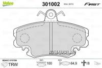 VALEO 301002 Колодки тормозные Renault 100 х 64.7 х 18 с датчиками Valeo