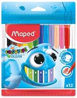 Набор фломастеров 12 цветов Maped Color'Peps Ocean (линия 2мм, смываемые) пвх-упаковка (845720)