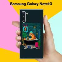 Силиконовый чехол на Samsung Galaxy Note 10 Тигр в ванной / для Самсунг Галакси Ноут 10