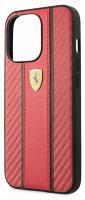 Ferrari для iPhone 13 Pro чехол PU Carbon/Smooth with metal logo Hard Red