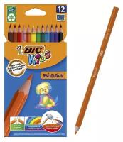 Карандаши 12 цветов BIC Kids Evolution ECOlutions, детские, ударопрочные, пластиковые