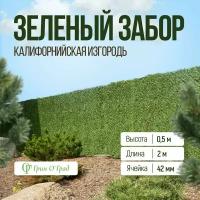 Сетка рабица Зелёный забор, калифорнийская изгородь, высота 0,5м, длина 2м, ячейка 42мм