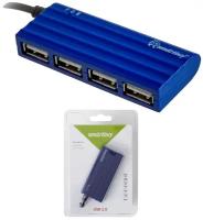 Хаб USB 2.0 Smartbuy 6810, 4 порта, голубой (SBHA-6810-B)