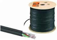 Кабель витая пара U/UTP Cat 5e 4х2х24AWG (305м) solid, PE для наружн. прокл, чёрный, трос 1,2мм TDM