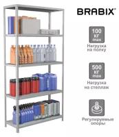 Стеллаж металлический BRABIX "MS Plus-200/30-5", 2000х1000х300 мм, 5 полок, регулируемые опоры, 291108, S241BR163502